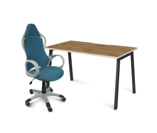 Комбинация стол прямой (дуб натюрель/черный) + кресло Trend 